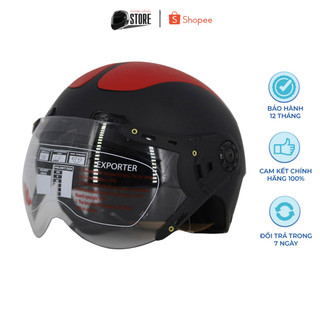 Mũ Bảo Hiểm 1 2 Đầu Có Kính Srt Ace M1 (Màu Đen) Mũ Bảo Hiểm Thời Trang
