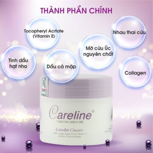 Kem Dưỡng Da Mỡ Cừu Úc CARELINE Lanolin Cream Giúp Dưỡng Ẩm, Khỏe Mạnh Và Ngăn Ngừa Vết Nhăn 100ml