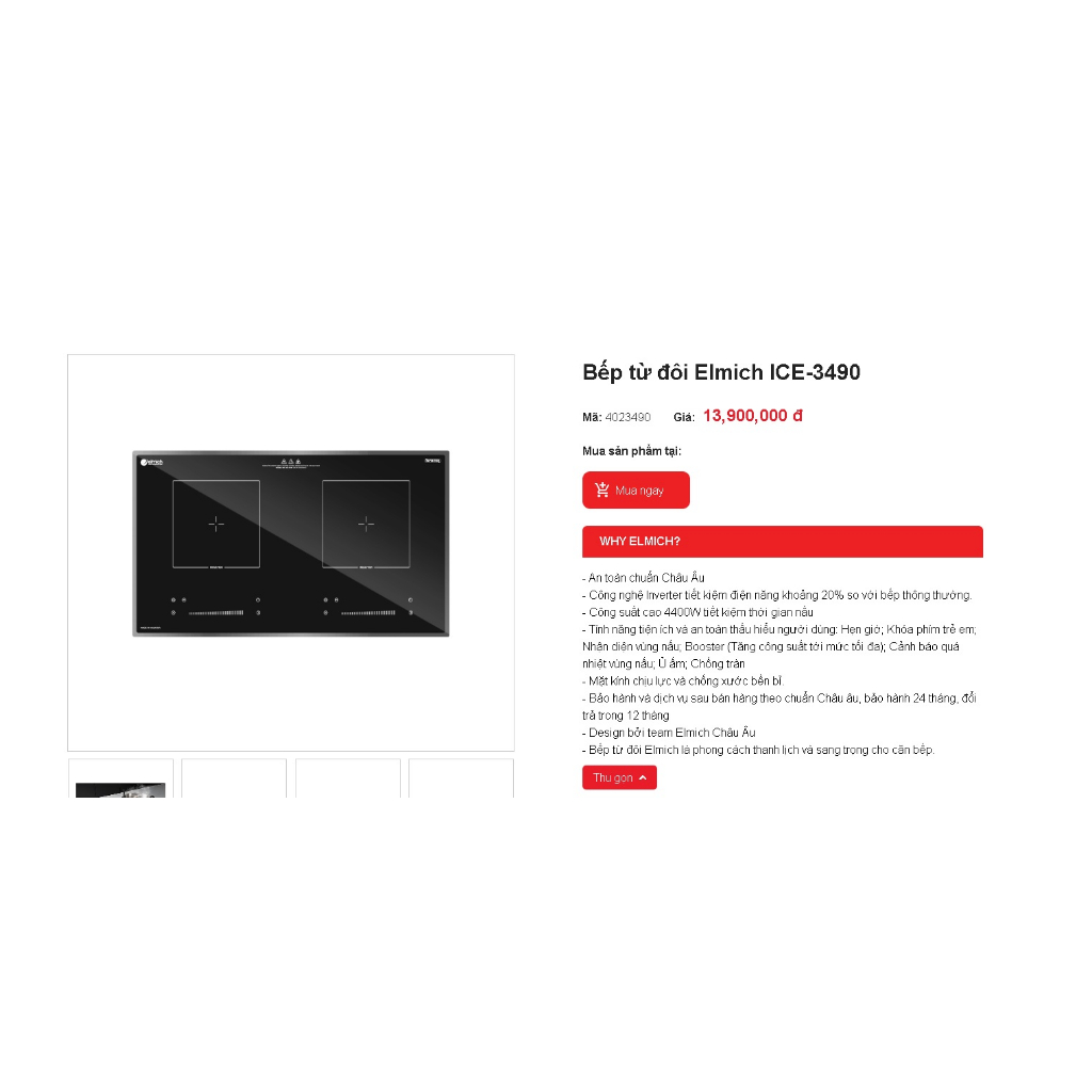 Bếp từ đôi Elmich ICE-3490