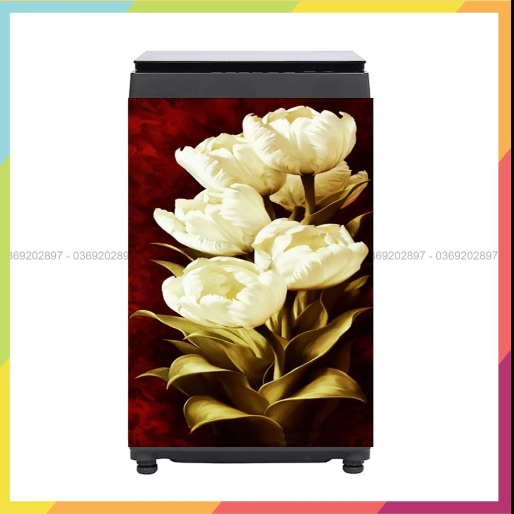 Miếng dán máy giặt . Kích thước: 0.6m x 0.9m / miếng. Hình ảnh sắc nét, keo bám chắc chắn.