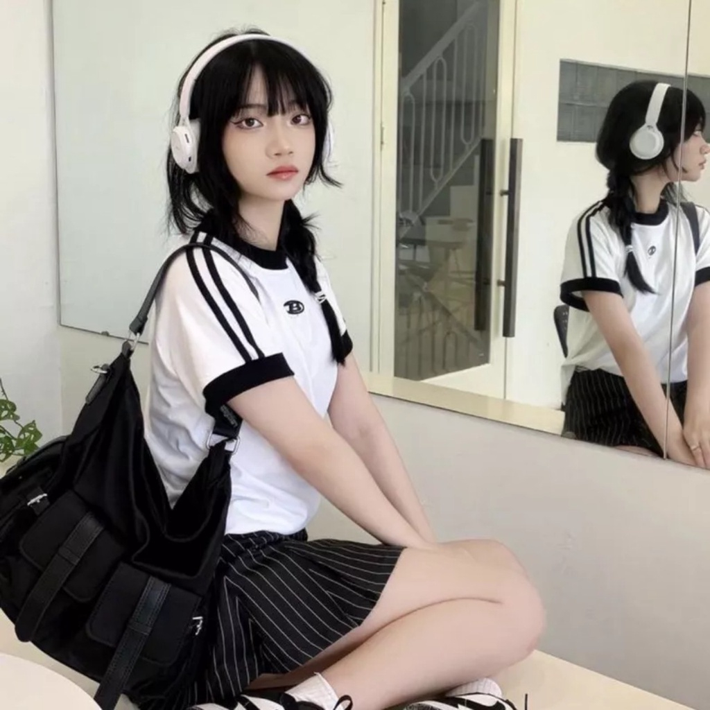 Áo thun tay lỡ babytee sọc tay thêu NOC mẫu hot form rộng HARIQUEEN - Áo phông nam nữ Unisex chất cotton hottrend 2023