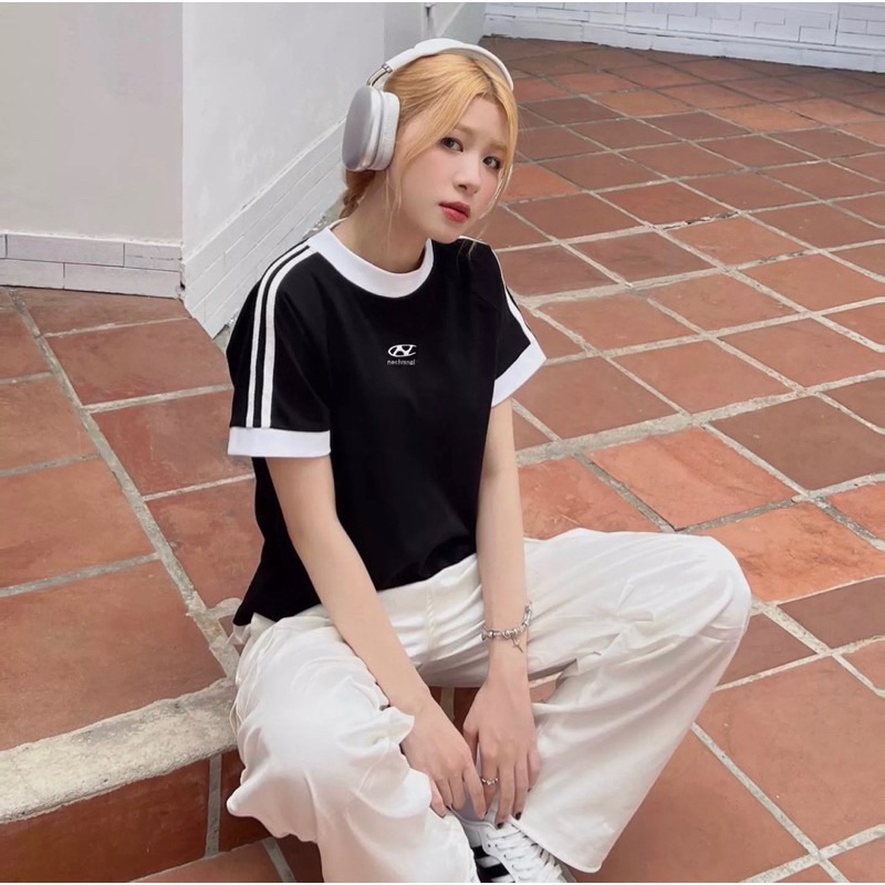 Áo thun tay lỡ babytee sọc tay thêu NOC mẫu hot form rộng HARIQUEEN - Áo phông nam nữ Unisex chất cotton hottrend 2023