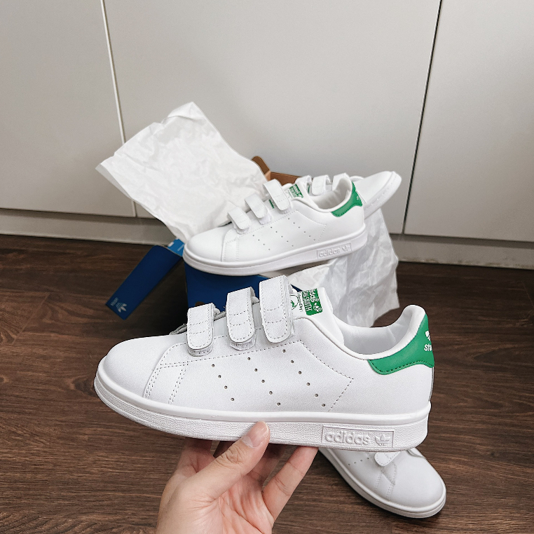Giày thể thao sneaker stanmit quai dán gót xanh lá