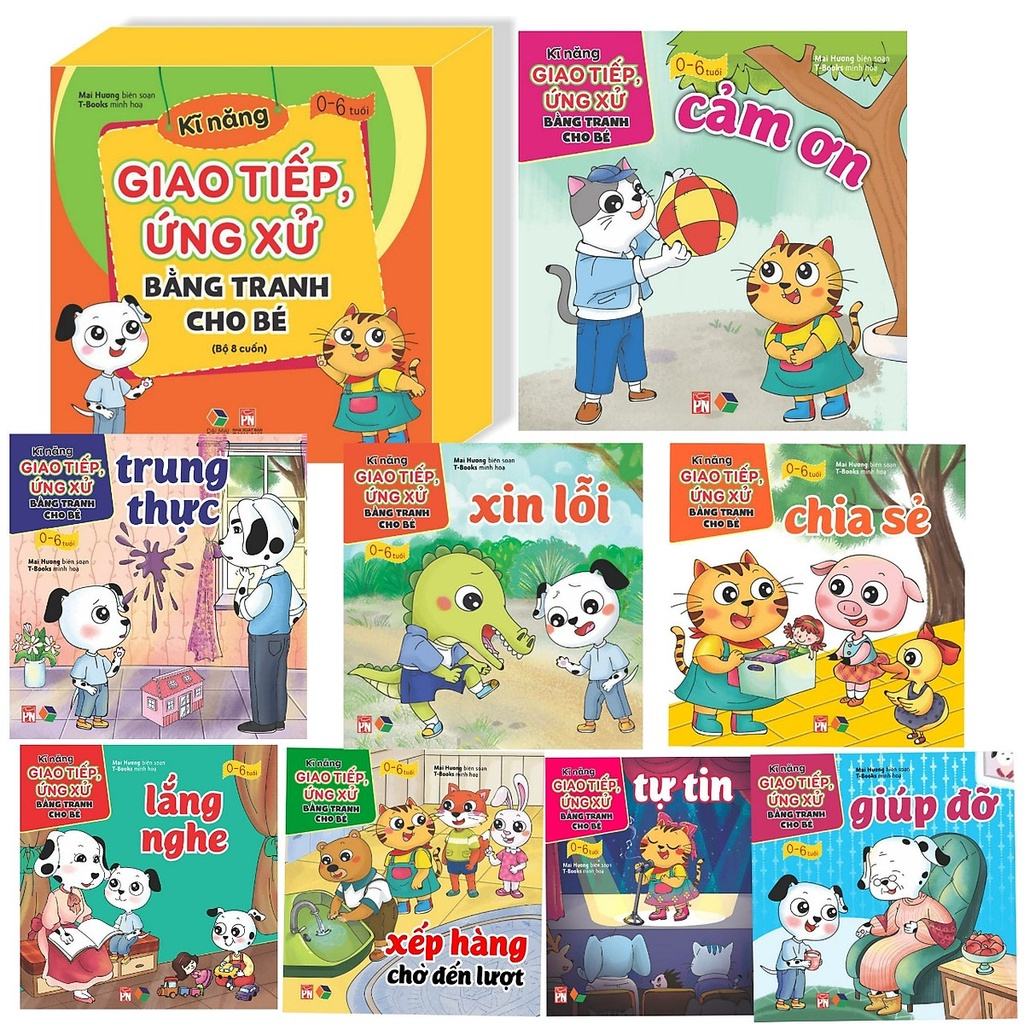 Sách - Combo Hộp thư viện đầu tiên cho bé 0 - 6 tuổi song ngữ và Kỹ năng giao tiếp ứng xử bằng tranh cho bé | BigBuy360 - bigbuy360.vn