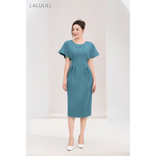 Đầm dáng ôm đứng LALULILL cổ tròn tay tiên LDL231300