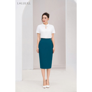 Sơ mi công sở lalulill dáng suông cổ giọt lệ lụa lsm225720