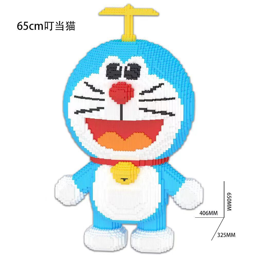 Mô hình lắp ráp Doremon đầu lân 67cm, Đồ chơi xếp hình Doremon đội lân cỡ lớn 53cm,67cm Tặng Búa