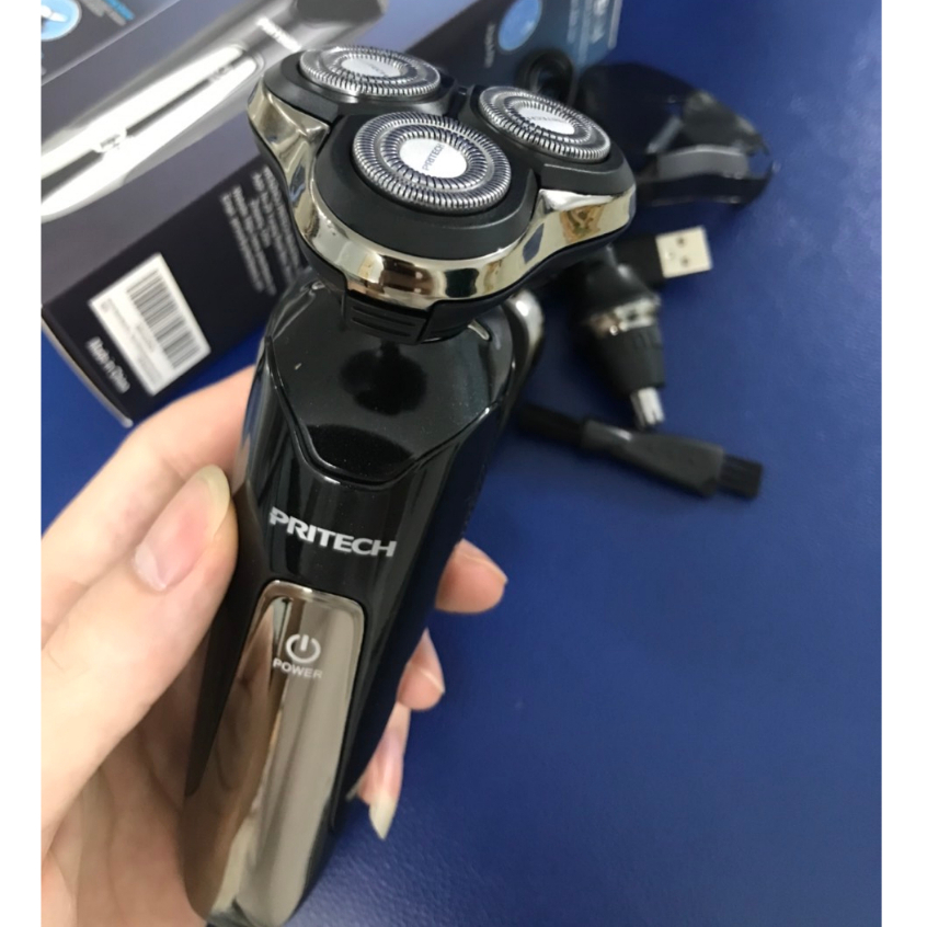 Máy cạo râu 3 trong 1 Pritech máy cạo râu 3 lưỡi kép không gây kích ứng da động cơ mạnh mẽ và thiết kế nhỏ gọn - REMO
