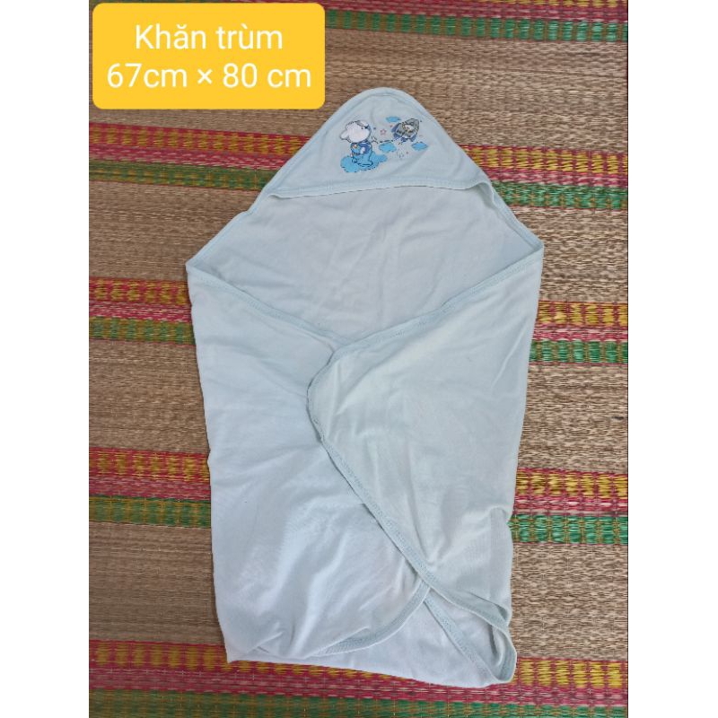 Khăn trùm/ khăn quấn sơ sinh cho bé trai/ bé gái 2hand, si tuyển vải mát, có mũ đội đầu