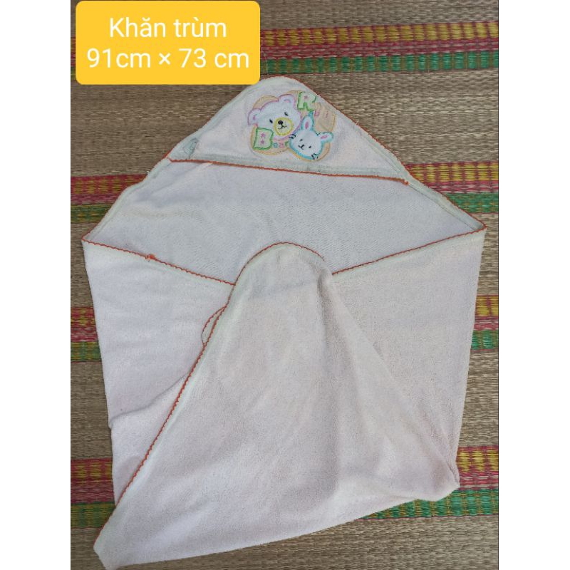 Khăn trùm/ khăn quấn sơ sinh cho bé trai/ bé gái 2hand, si tuyển vải mát, có mũ đội đầu