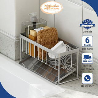 Giá inox 304 để đồ rửa chén bát kèm khay hứng nước, Kệ để bồn rửa bát kèm khay hứng nước