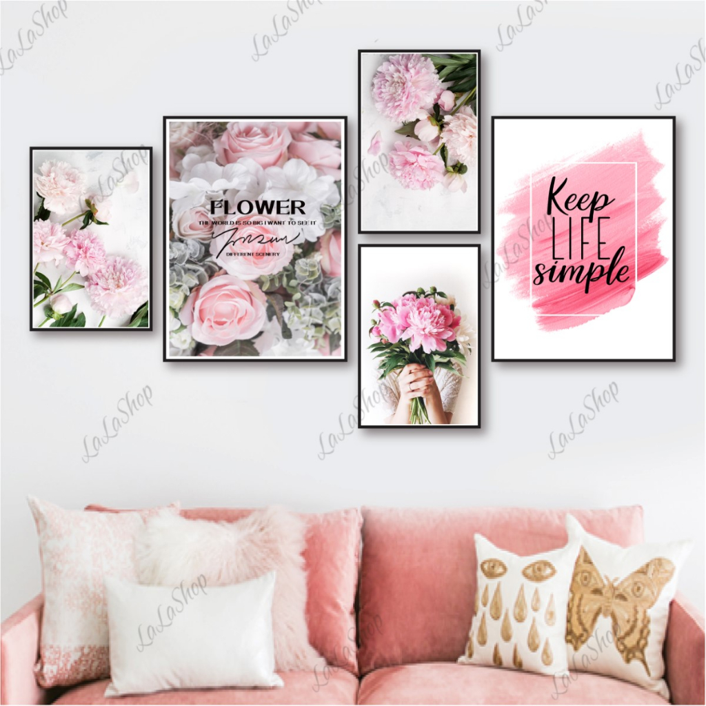 Set 5 tranh dán tường Lala siêu nhẹ có keo sẵn decor phòng khách, phòng ngủ