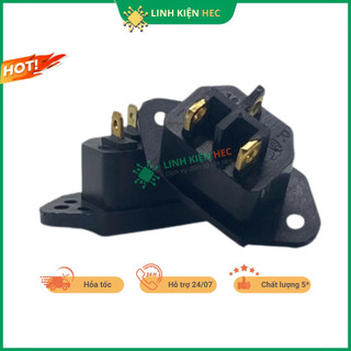 Ổ cắm nồi cơm điện 3 chân màu đen chân đồng chính hãng linh kiện hec.