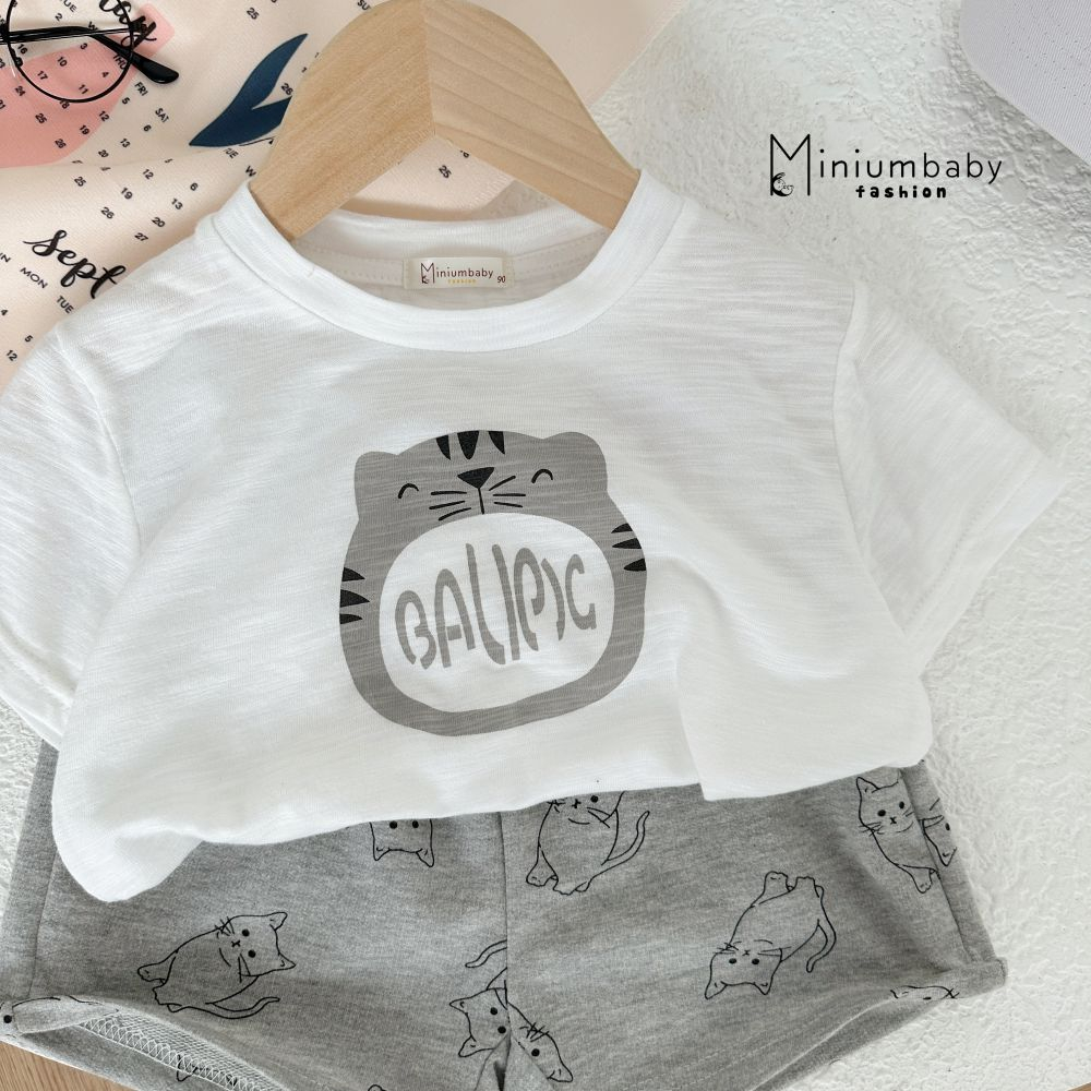 Bộ quần áo cộc tay chất liệu cotton cho bé gái miniumbabyfashion SB1459