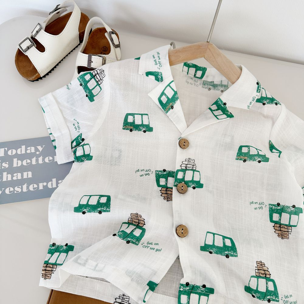 Áo sơ mi sộc tay họa tiết nổi bật, chất liệu 100% cotton thoáng mát cho bé gái, miniumbabyfashion A1628