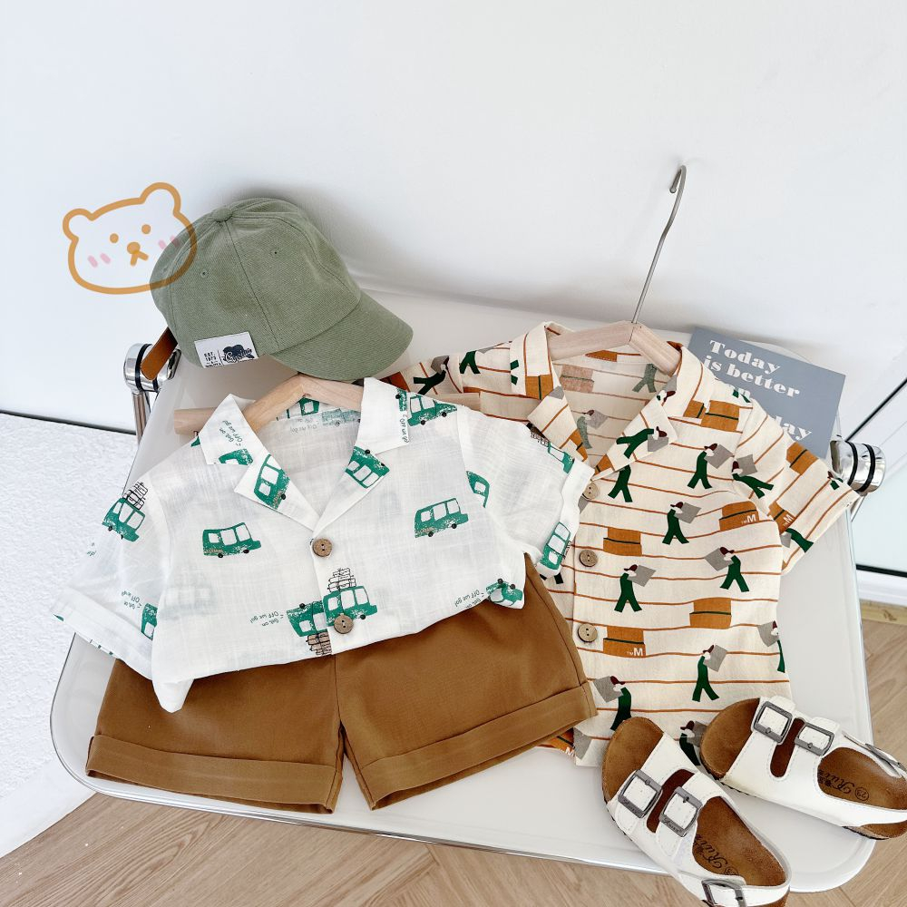 Áo sơ mi sộc tay họa tiết nổi bật, chất liệu 100% cotton thoáng mát cho bé gái, miniumbabyfashion A1628