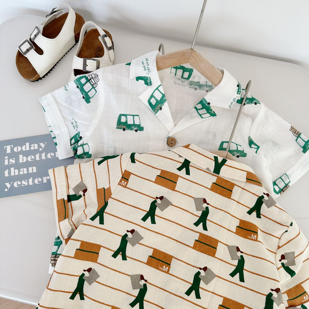 Áo sơ mi sộc tay họa tiết nổi bật, chất liệu 100% cotton thoáng mát cho bé gái, miniumbabyfashion A1628