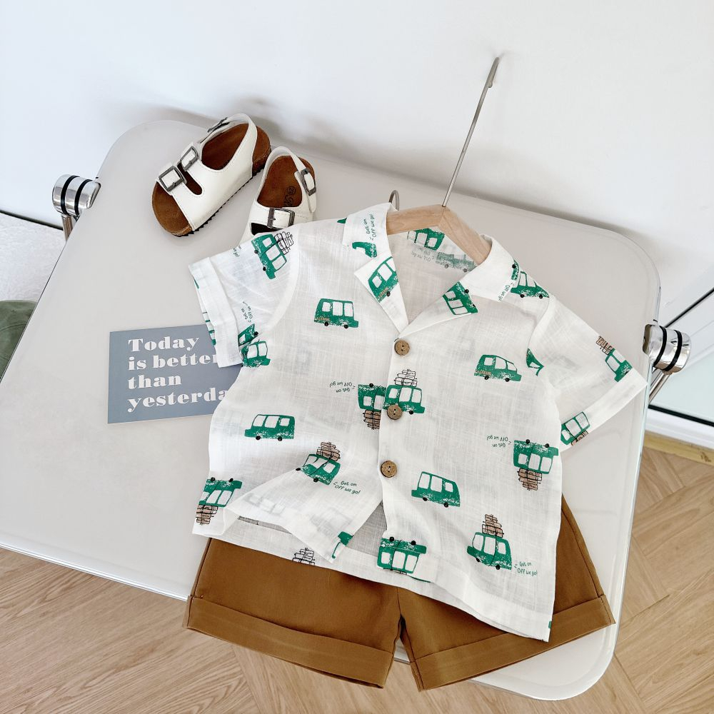 Áo sơ mi sộc tay họa tiết nổi bật, chất liệu 100% cotton thoáng mát cho bé gái, miniumbabyfashion A1628