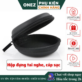 Bao da đựng tai nghe, hộp đựng tai nghe da PU cao cấp màu đen nhỏ gọn dễ thời trang