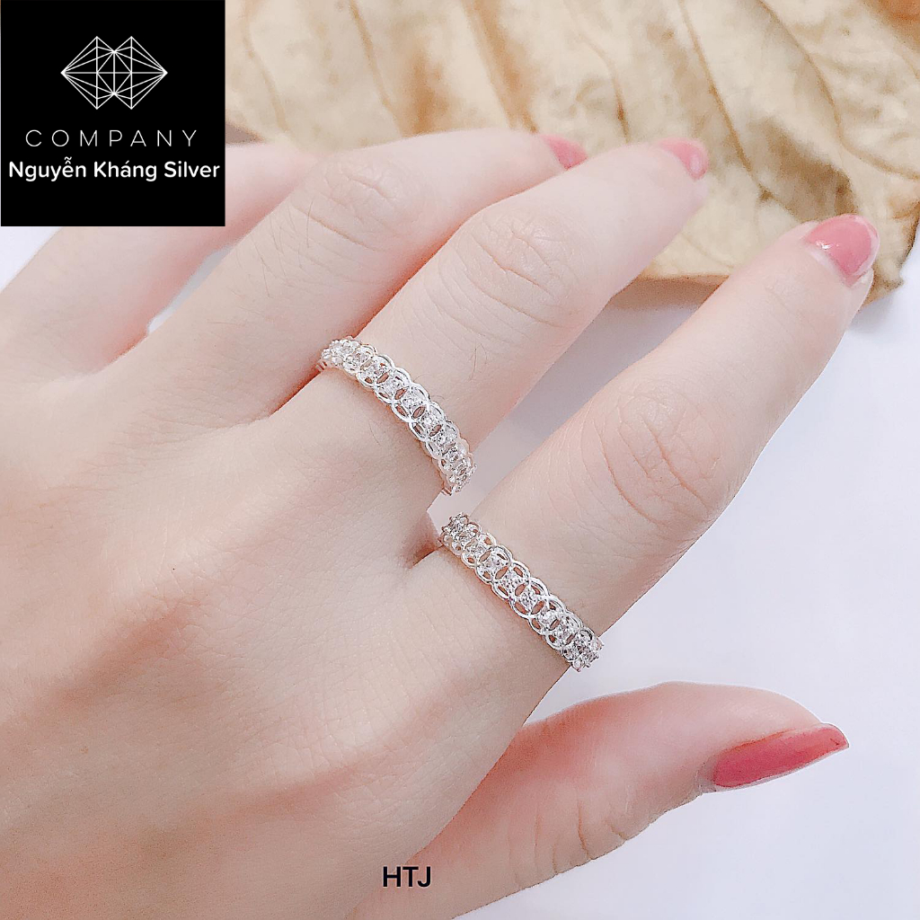 Nhẫn tỳ hưu kimm tiềnn bạc ta, đính đá
