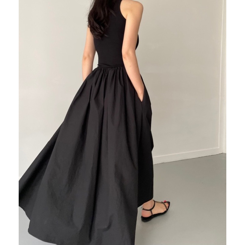 Đầm chic-Land không tay xếp ly một mảnh