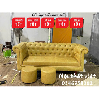 Ghế sofa tân cổ điển bọc da,nỉ cao cấp tặng 2 đôn tròn 2 gối ôm