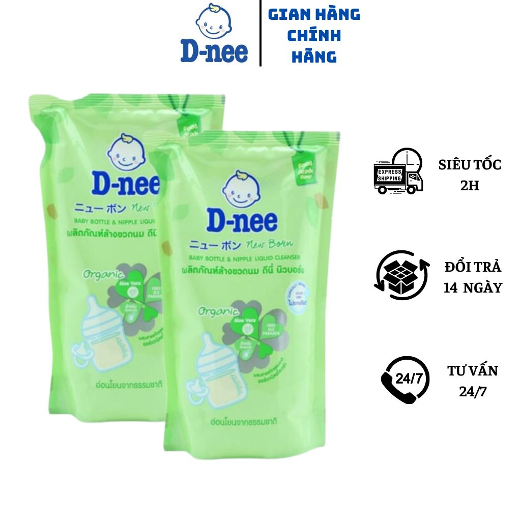 ComBo 2 TúiNước xúc bình sữa Dnee, rửa bình sữa Dnee dạng túi (bịch) 550ml