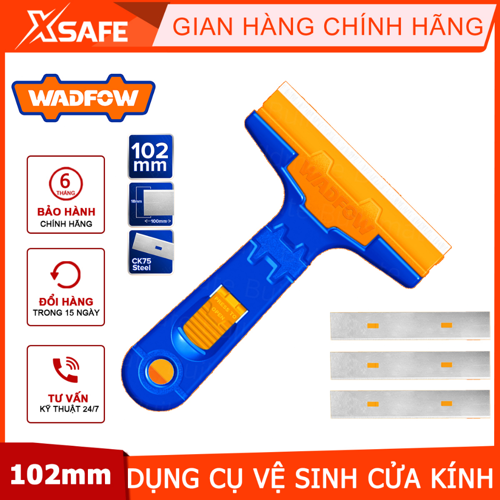 Dụng cụ vệ sinh cửa kính WADFOW WGS1618 102mm kích thước lưỡi 1 + 3 chiếc: 18 * 100mm cây lau kính nhỏ gọn tiện lợi