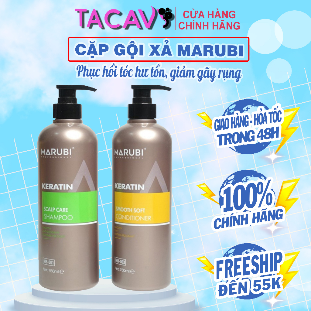 KERATIN MARUBI 750ml - Cặp Dầu Gội Xả Chống Rụng Kích Thích Mọc Tóc Phục Hồi Tóc Siêu Mềm Mượt Dầu Gội , Dầu Xả giá rẻ