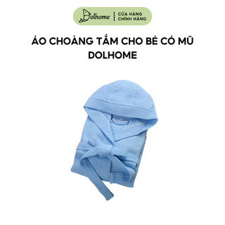 Áo choàng tắm cho bé 100% cotton kiểu dáng tổ ong hoa văn Dolhome, khăn choàng tắm trẻ em có mũ mềm mại tinh tế