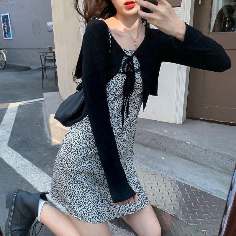 Áo croptop nữ set áo  kèm áo hai dây cho nữ phong cách tiểu thư dễ thương cột dây thun Borip co giãn 4 chiều | BigBuy360 - bigbuy360.vn