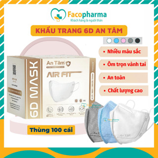 Thùng 10 hộp Khẩu trang an tâm 6d 4 lớp kháng khuẩn ngăn bụi mịn thiết kế thời trang chính hãng An Tâm hộp 10 cái AT6DO