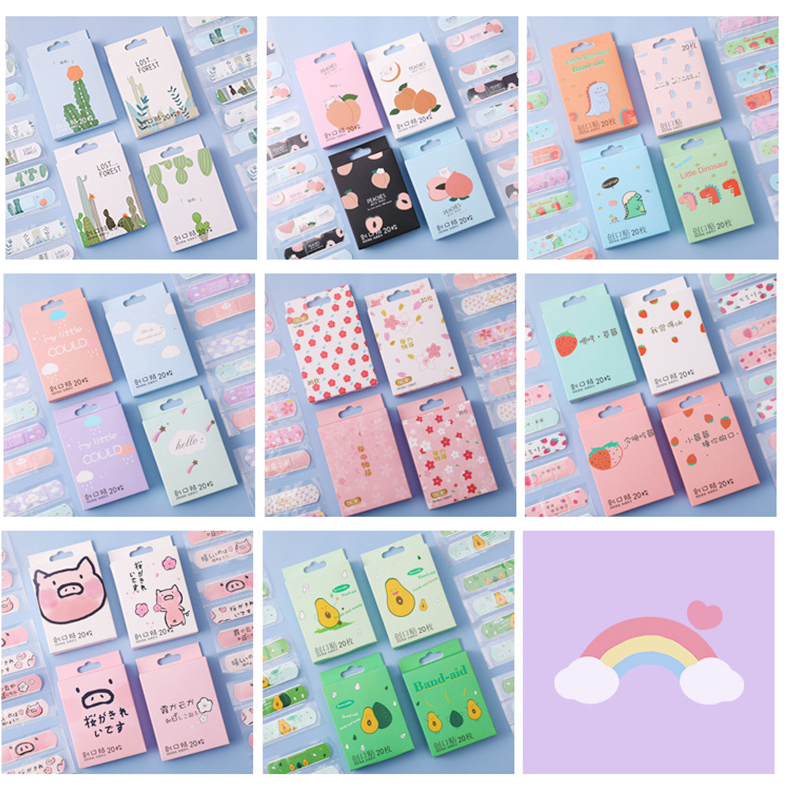 Hộp 20 miếng băng cá nhân trẻ em họa tiết cute, set 20 băng keo cá nhân sơ cứu vết thương chống thấm nước cho bé