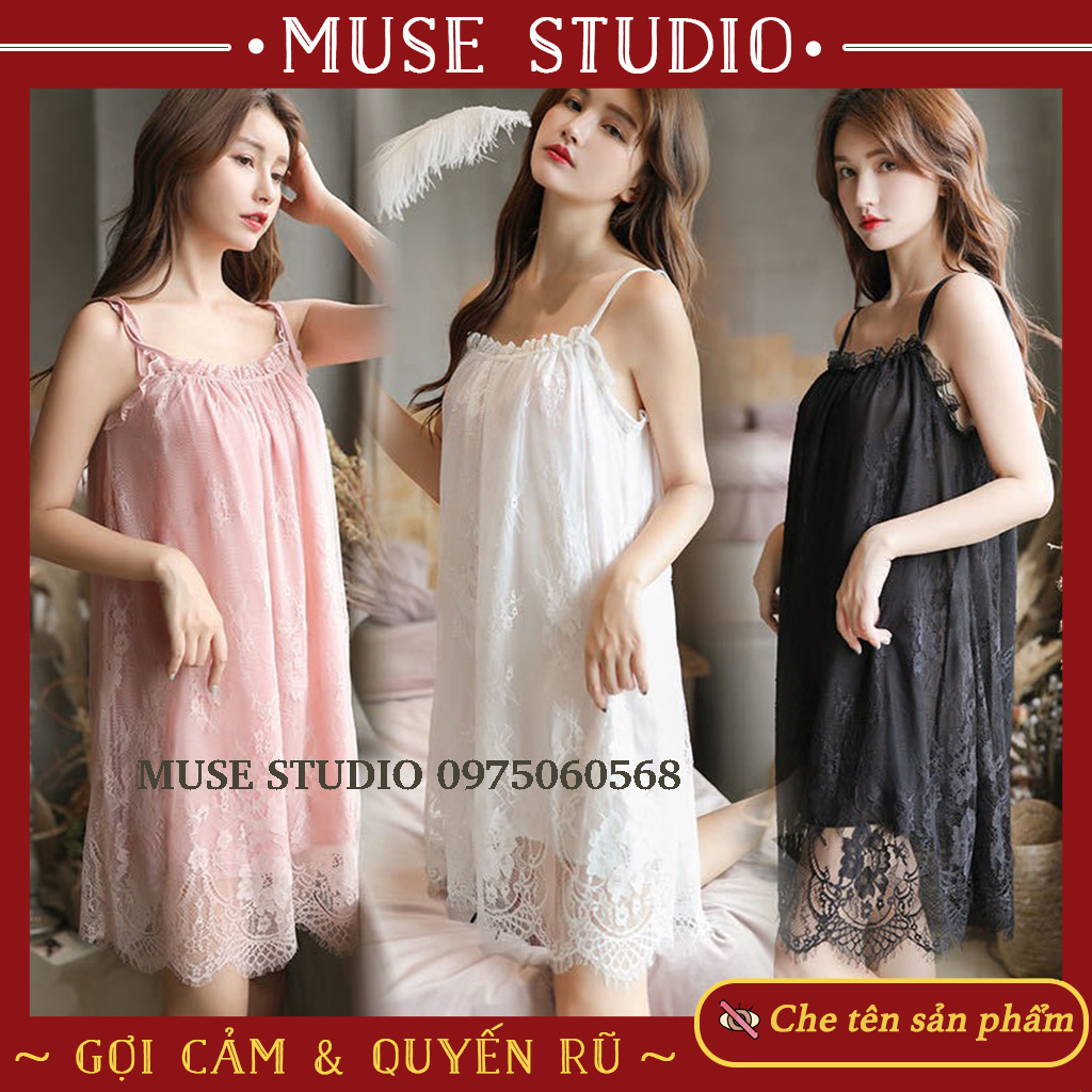 Váy ngủ sexy, đầm ngủ ren mềm mại phong cách tiểu thư