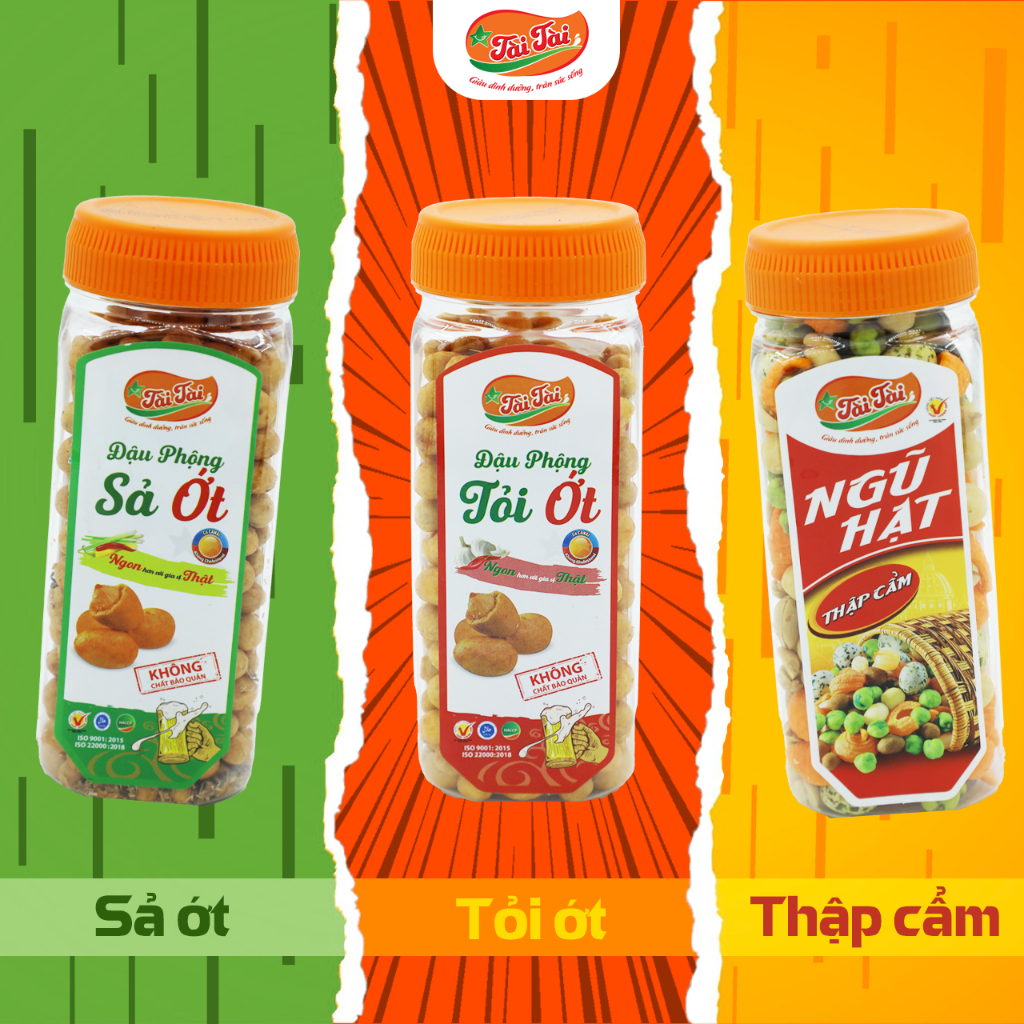 Combo 3 hũ đậu phộng tỏi ớt, sả ớt và đậu thập cẩm Tài Tài - Nhậu tới sáng