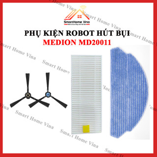 Phụ kiện robot hút bụi Medion MD20011, chổi quét, khăn lau, lọc bụi.