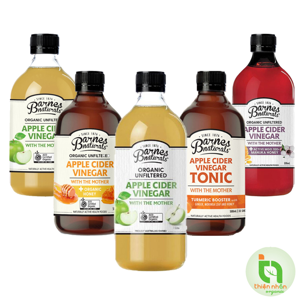 Giấm táo hữu cơ Barnes Naturals (có giấm cái) - Organic Apple Cider Vinegar (with mother)