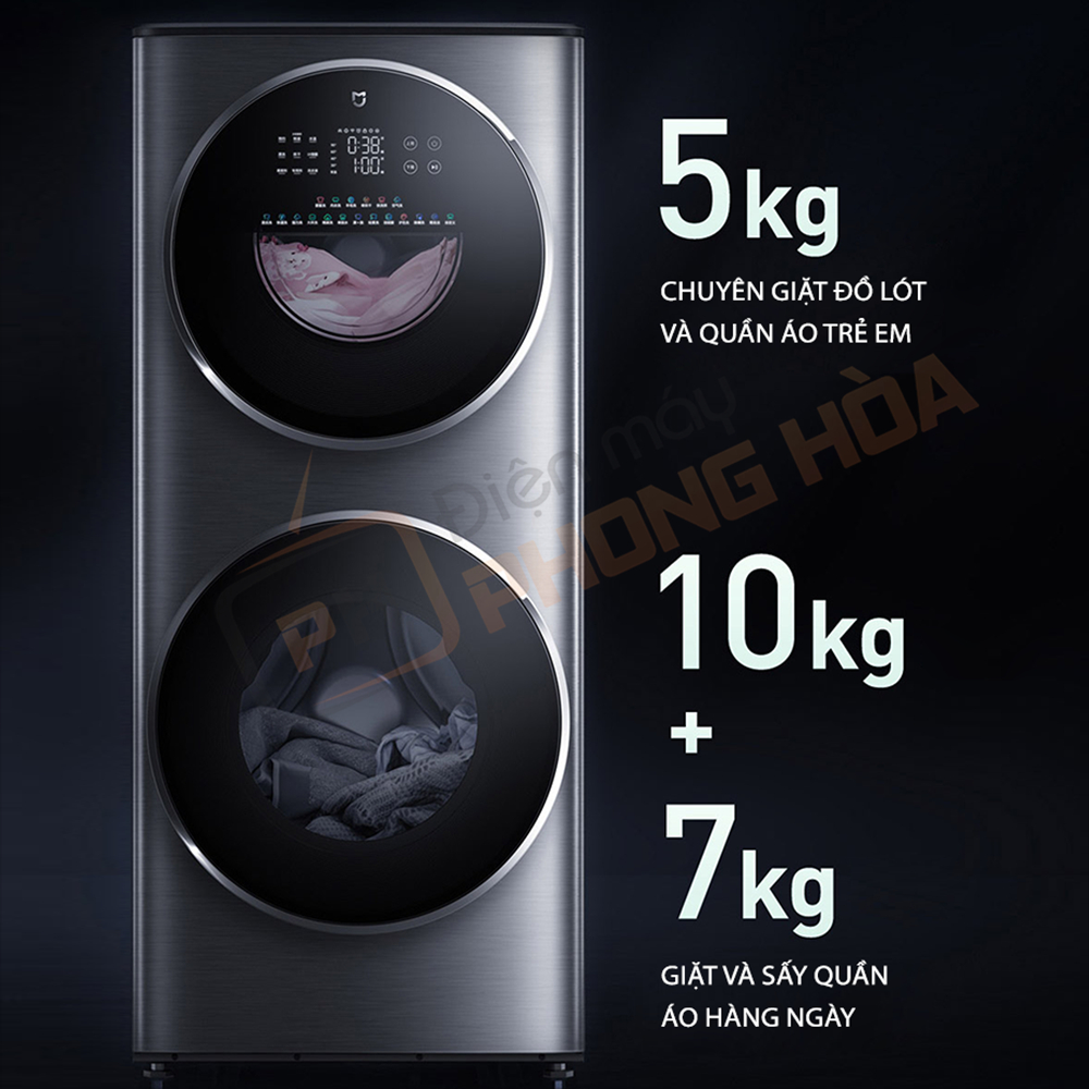 BẢN MÀU ĐEN-Máy Giặt Sấy 2 Tầng Xiaomi Mijia XM21 giặt 15Kg Sấy 7Kg