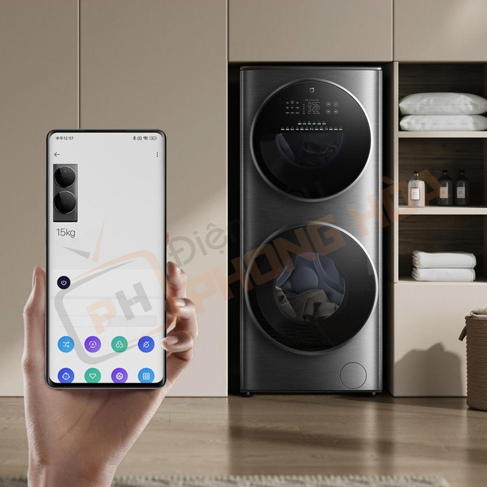 BẢN MÀU ĐEN-Máy Giặt Sấy 2 Tầng Xiaomi Mijia XM21 giặt 15Kg Sấy 7Kg