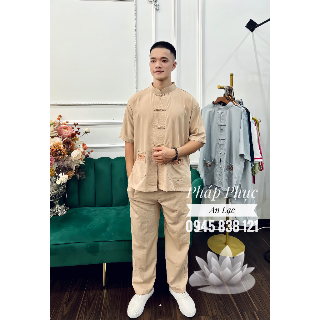 Áo Nam Đi Chùa , Đồ Lam Đi Chùa Bộ Nam Đi Chùa Cao Cấp Sang Trọng Và Lịch Sự