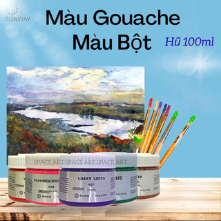 Màu Gouache 100ml sunway tô tượng,goat, wat, màu bột pha sẵn tô giấy,tô tượng