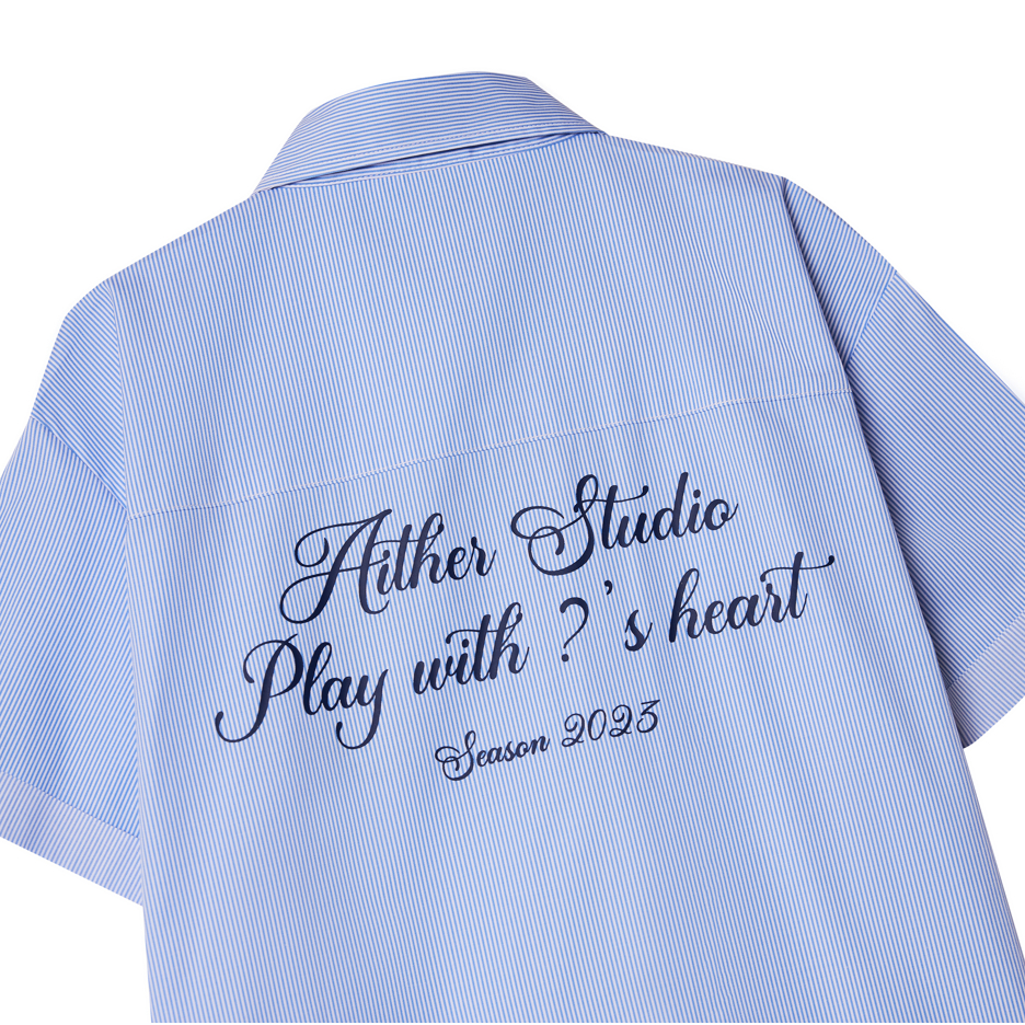Aither Studio Áo Sơ mi PLAY HEART White/Blue