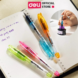 Bút Máy Học Sinh Deli Bút Mực Luyện Viết Chữ Đẹp Bút Mực Có Ống Bơm Ngòi Tròn Nhiều Màu Sắc Dễ Thương Chất Lượng Cao