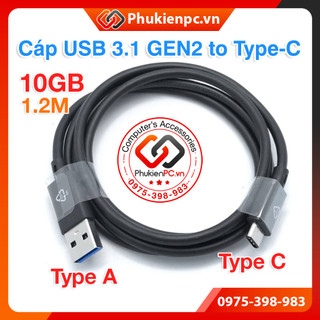 Cáp USB 3.1 GEN 2 to USB Type-C tốc độ 10GB dài 1.2 Kết nối máy tính PC, Laptop với HDD SSD Box sạc Pin điện thoại USB-C