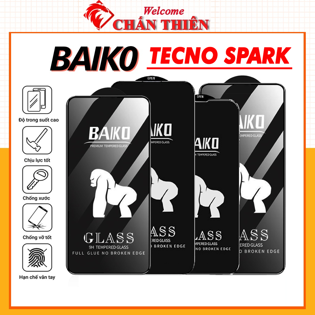 Cường lực Baiko Tecno Spark 8C Tecno Spark 6 Go Spark 7T Lte Pova neo Pova 4 Pro Spark 10 9 9T Pro Camon 20Pro [Baiko]
