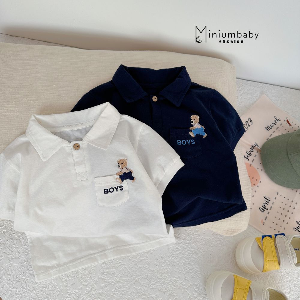 Bộ polo chất liệu cotton mát mịn cho bé đi học, chơi, miniumbabyfashion SB1478