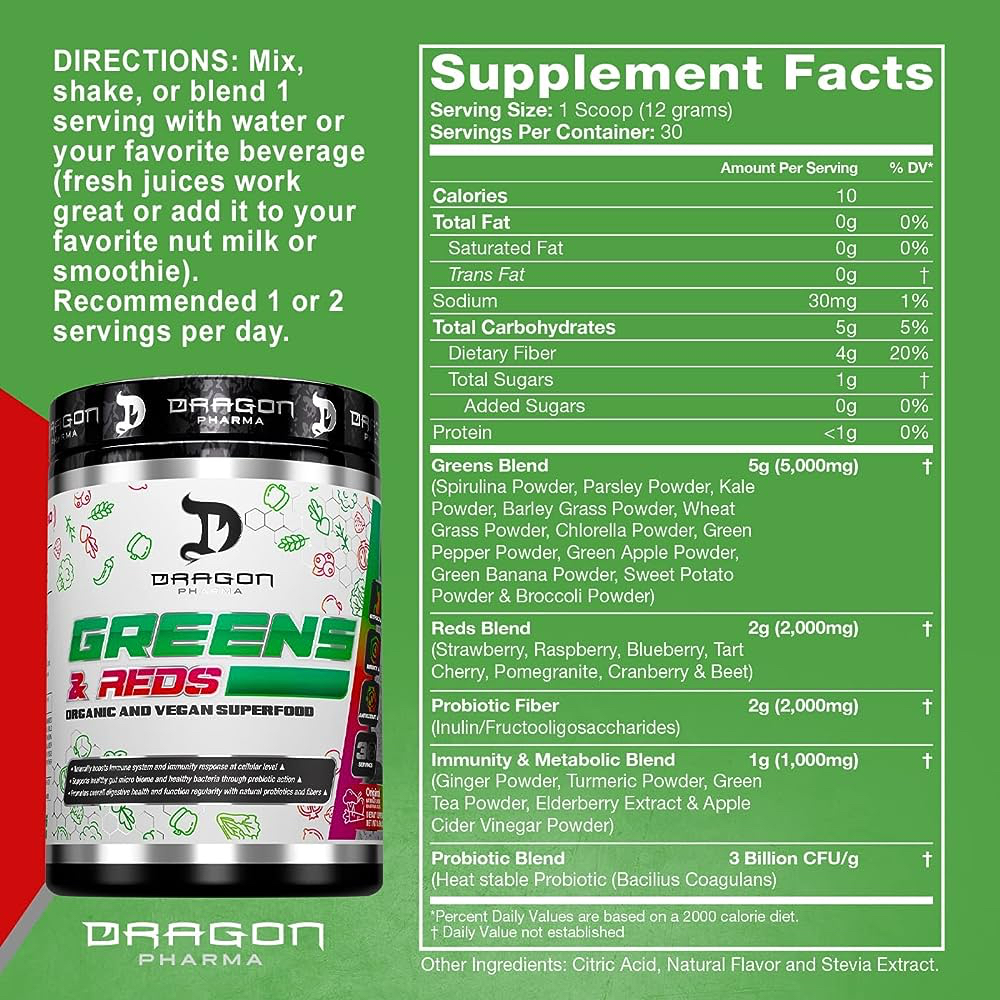Greens & Reds bổ sung chất xơ từ rau và trái cây