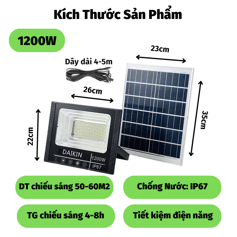 Đèn Năng Lượng Mặt Trời 1200W Chiếu Sáng Rộng Chống Nước Cao Cấp ĐÈN TOKI