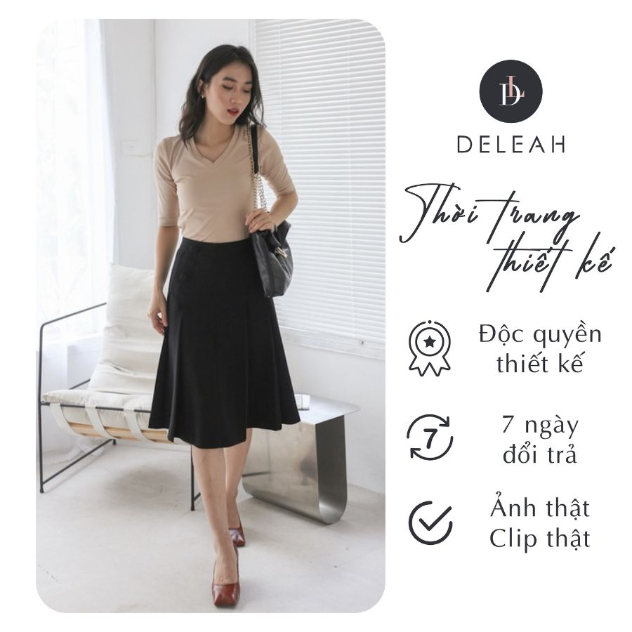 De Leah - Chân Váy Midi Xếp Li - Thời trang thiết kế