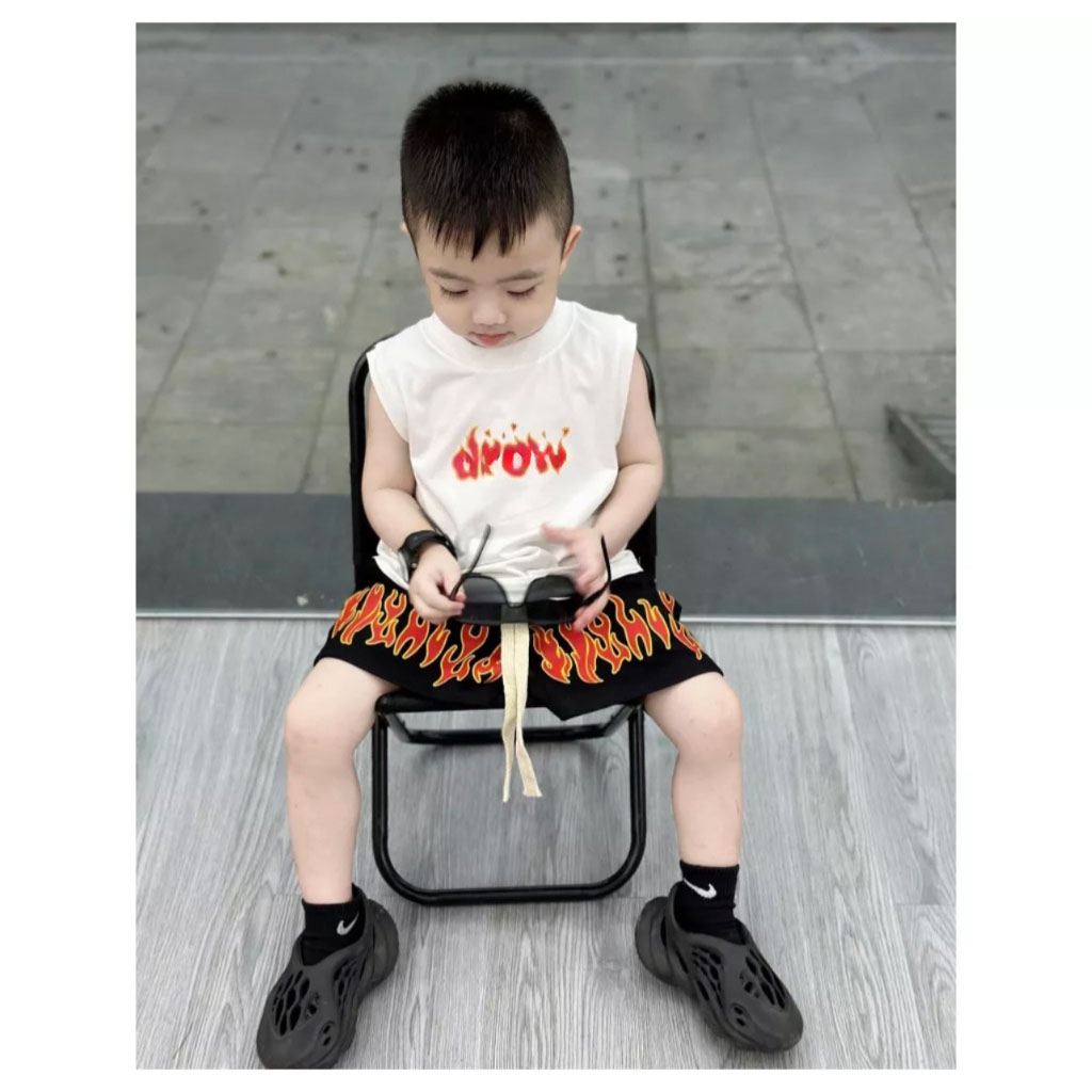 Bộ ba lỗ đờ riu lửa cho bé trai, set áo sát nách quần short trẻ em unisex, TP KIDS
